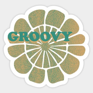 Groovy Boho Abstract Flower - Teal & Orange Circular Design Sticker